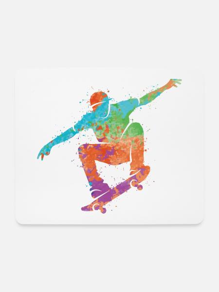 Skateboarder Bunt Skater Skaten Skateboard - Mousepad (Querformat) - Weiß