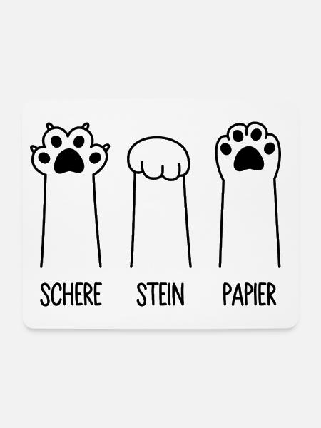 Schere Stein Papier Katze Pfote Spiel Katzenpfoten - Mousepad (Querformat) - Weiß