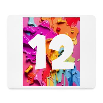 NON. 12 NUMÉRO 12 COLORÉ 12E ANNIVERSAIRE - Tapis de souris (format paysage) - blanc - Devant