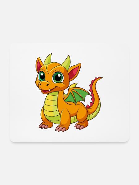 Drache Niedliche Maskottchen Zeichentrickfigur Kawaii - Mousepad (Querformat) - Weiß