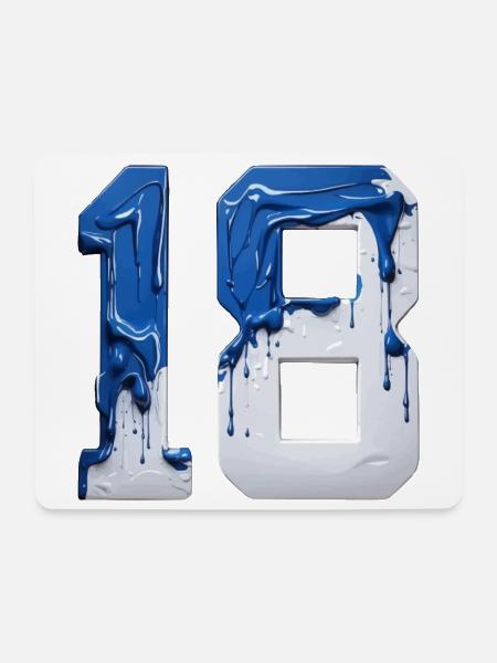 NR. 18 NUMMER 18 BLAU WEIß 18. GEBURTSTAG - Mousepad (Querformat) - Weiß