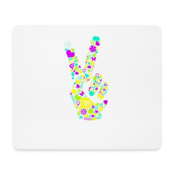 Peace Handzeichen Frieden Friedenssymbol Neon - Mousepad (Querformat) - Weiß - Vorne