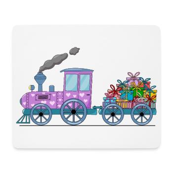 Children's train railway with trailer pink - Mouse Pad (horizontal) - white - Front