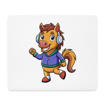 Pferd Lustige Zeichentrickfigur Kopfhörer Musik - Mousepad (Querformat) - Weiß - Vorne