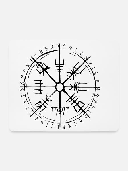 Vegvisir Wikinger Kompass mit Runenkreis - Mousepad (Querformat) - Weiß