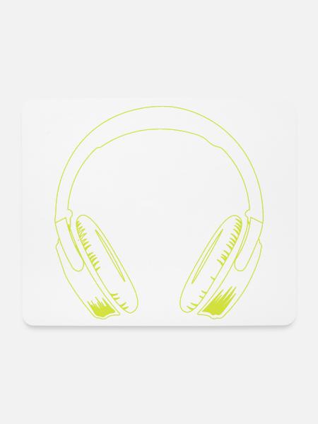 Neon Kopfhörer Grafik - Mousepad (Querformat) - Weiß