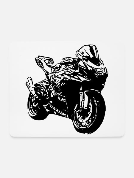Rennmotorrad - Mousepad (Querformat) - Weiß