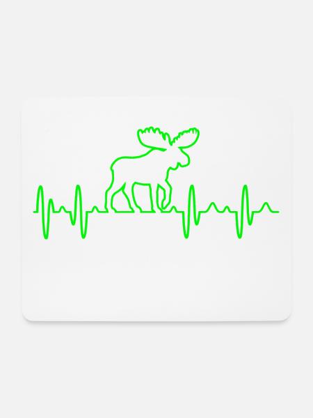 Elch Älg Elchbulle Elchkuh Herzschlag Heartbeat - Mousepad (Querformat) - Weiß