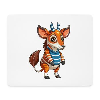 Okapi Funny Cartoon Character Musique de casque - Tapis de souris (format paysage) - blanc - Devant