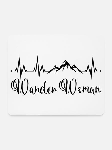 Wander Woman Herzschlag Berge Wandern Wanderwoman - Mousepad (Querformat) - Weiß