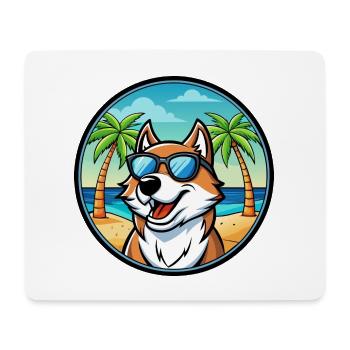 Sibirische Trikolore Hunderasse Cartoon Beach - Mousepad (Querformat) - Weiß - Vorne