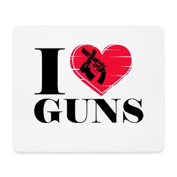 I love Guns - Herz mit Revolver Sportschützen - Mousepad (Querformat) - Weiß - Vorne