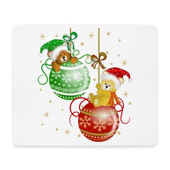 Bärchen auf Weihnachtskugeln Bär Weihnachtsdeko - Mousepad (Querformat) - Weiß - Vorne
