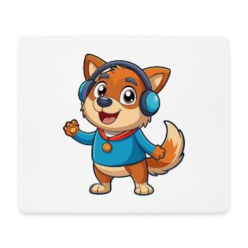 Hund Lustige Zeichentrickfigur Kopfhörer Musik - Mousepad (Querformat) - Weiß - Vorne