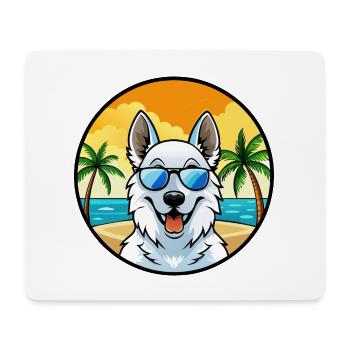 Berger Blanc Suisse Hunderasse Cartoon Sonnenbrille - Mousepad (Querformat) - Weiß - Vorne