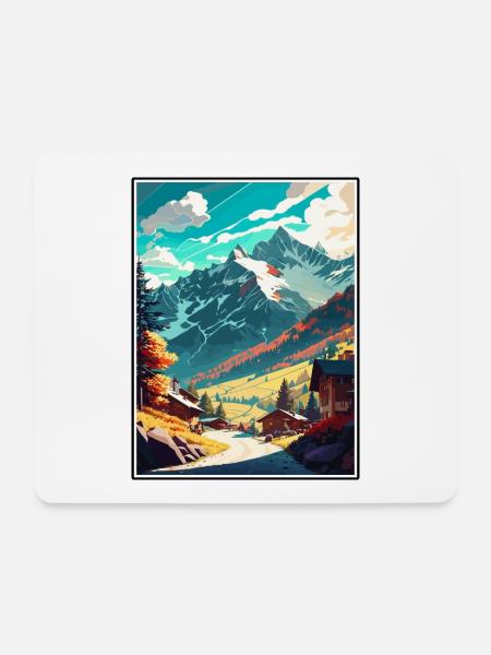 Mayrhofen Österreich Vintage Reiseposter Souvenir - Mousepad (Querformat) - Weiß