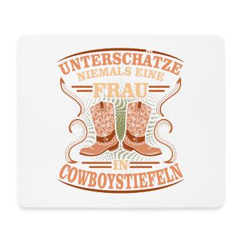 Unterschätze Niemals Frau Cowboystiefel Linedance - Mousepad (Querformat) - Weiß - Vorne