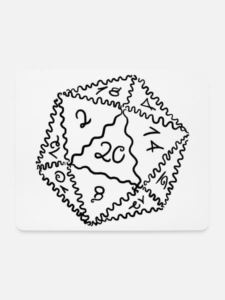 D20 Würfel - Mousepad (Querformat) - Weiß