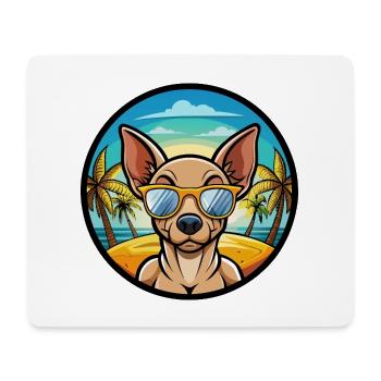 Mexikanische haarlose Hunderasse Cartoon Sonnenbrille Strand - Mousepad (Querformat) - Weiß - Vorne