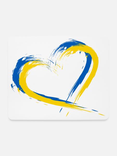 Herz Bürste Flagge der Ukraine Design Farbe Fahne - Mousepad (Querformat) - Weiß
