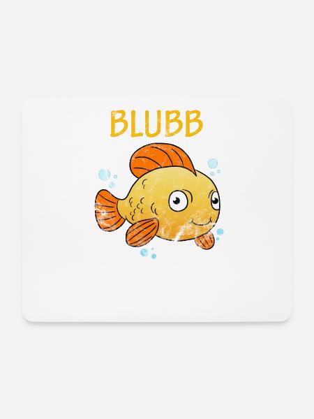 Blubb Goldfisch Süßer Fisch Aquarium Fischchen - Mousepad (Querformat) - Weiß