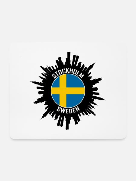 Stockholm Skyline Schweden Flagge Reisesouvenir - Mousepad (Querformat) - Weiß