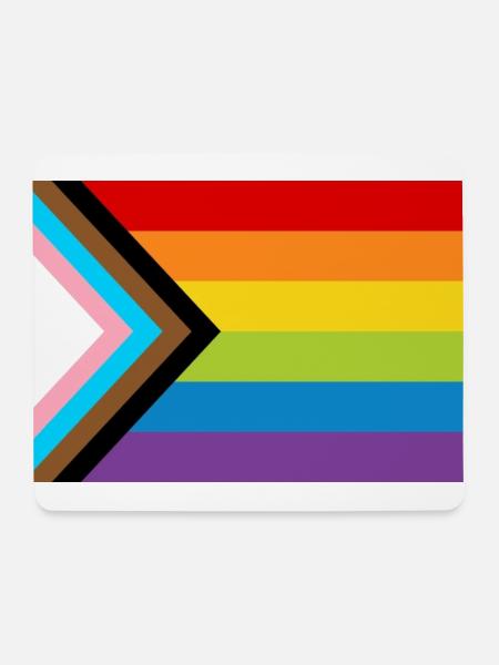 LGBT Pride Flag / Neue Regenbogen Progress Flagge - Mousepad (Querformat) - Weiß