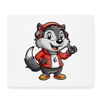Dachs Lustige Zeichentrickfigur Kopfhörer Musik - Mousepad (Querformat) - Weiß - Vorne