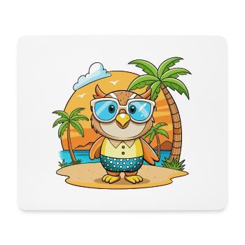 Owl Funny Cartoon Summer Beach Sunglasses - Mouse Pad (horizontal) - white - Front