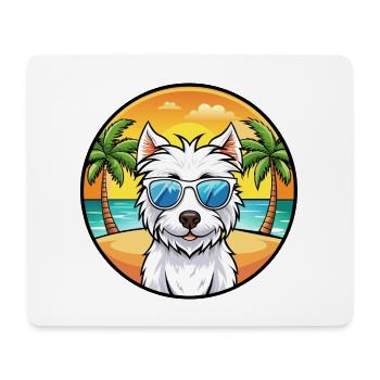 Westie Hunderasse Cartoon Sonnenbrille Strand - Mousepad (Querformat) - Weiß - Vorne
