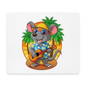 Funny Rat Cartoon Summer Beach Sunglasses Guitar - Mouse Pad (horizontal) - white - Front