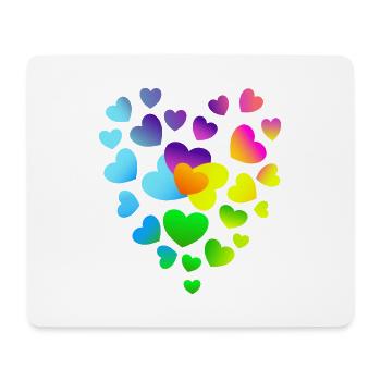 Herz Herzen bunte Herzen - Mousepad (Querformat) - Weiß - Vorne