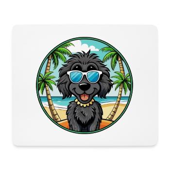 Schwarze russische Terrier Hunderasse Cartoon Sonnenbrille - Mousepad (Querformat) - Weiß - Vorne