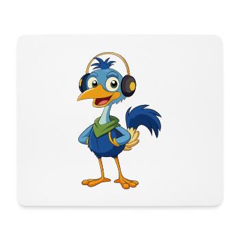 Emu Lustige Zeichentrickfigur Kopfhörermusik - Mousepad (Querformat) - Weiß - Vorne
