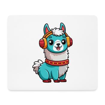 Lama Lustige Zeichentrickfigur Kopfhörer Musik - Mousepad (Querformat) - Weiß - Vorne