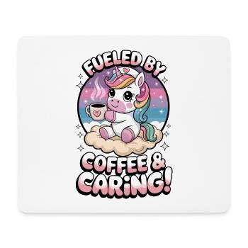 Angetrieben von Kaffee und Fürsorge! - Mousepad (Querformat) - Weiß - Vorne