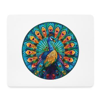 Pfauenbunte Aquarell-Tierillustration - Mousepad (Querformat) - Weiß - Vorne