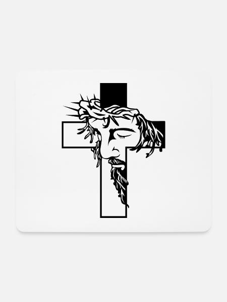 Jesus am Kreuz - Mousepad (Querformat) - Weiß