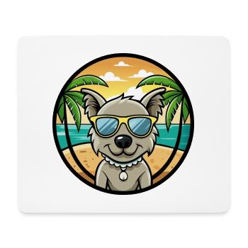 Pumi Hunderasse Cartoon Sonnenbrille Strand - Mousepad (Querformat) - Weiß - Vorne