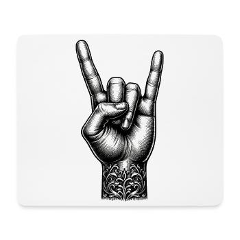 Rock on Hand with Devils Horns - Mouse Pad (horizontal) - white - Front