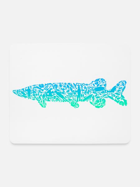 Hecht Angeln Fisch farbig Hecht Angler Fischer - Mousepad (Querformat) - Weiß