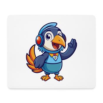 Toucan Funny Cartoon Character Musique de casque - Tapis de souris (format paysage) - blanc - Devant