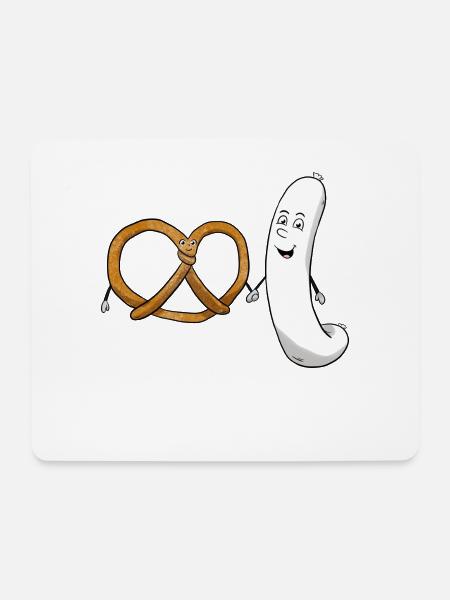 Pretzel Weißwurst Bretzel Bayrisch Essen - Mousepad (Querformat) - Weiß