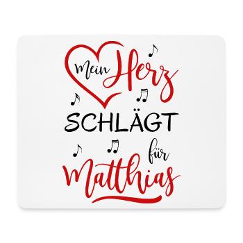 Mein Herz schlägt für Matthias - Mousepad (Querformat) - Weiß - Vorne