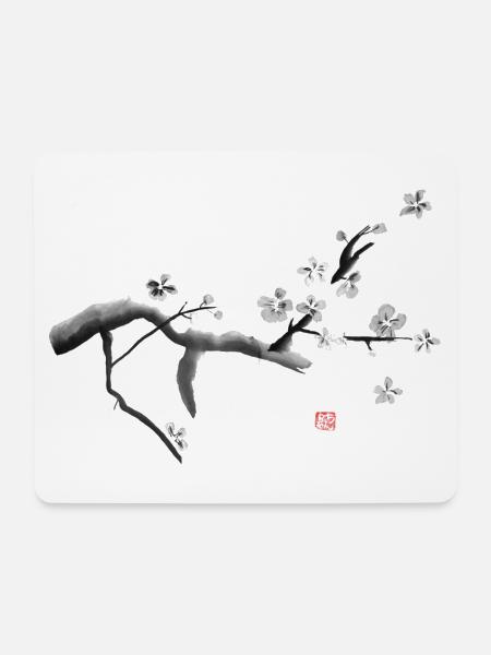 Sakura, Kirschblüten - Mousepad (Querformat) - Weiß