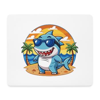 Shark Funny Cartoon Summer Beach Sunglasses - Mouse Pad (horizontal) - white - Front