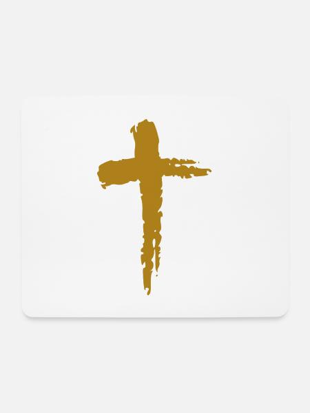 Christentum Religion Kreuz in Gold - Mousepad (Querformat) - Weiß