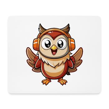 Eule Lustige Zeichentrickfigur Kopfhörer Musik - Mousepad (Querformat) - Weiß - Vorne