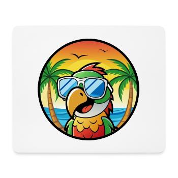 Perroquet Drôle Dessin Animé Plage Été Lunettes De Soleil Cool - Tapis de souris (format paysage) - blanc - Devant