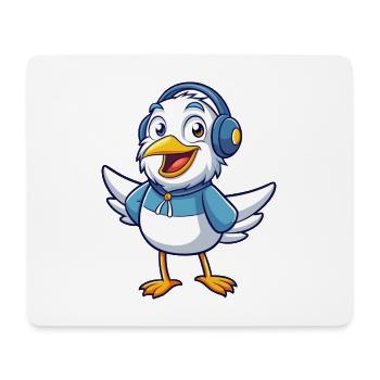 Mouette Funny Cartoon Character Musique de casque - Tapis de souris (format paysage) - blanc - Devant